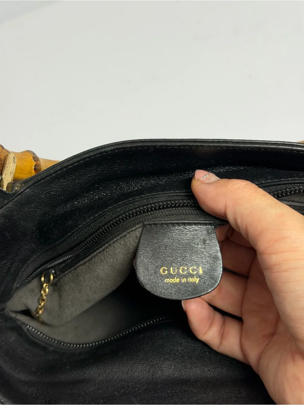 Vintage Gucci Diana Black Leather Tote with Bamboo Handles PROJECT